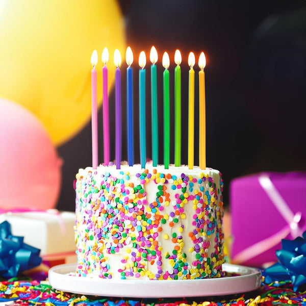 40-Count Rainbow Birthday Candles for Cake, 5.5” Tall Thin6
