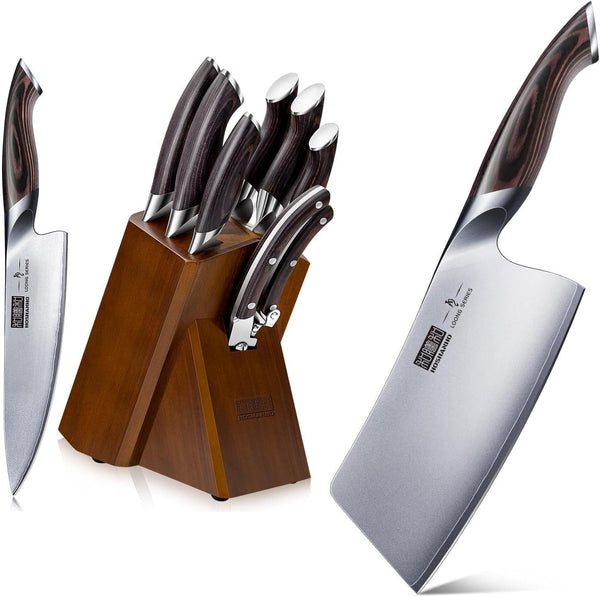 Ultra Sharp Japanese High Carbon Steel Vegetable Meat Cleaver & Professional Ultra Sharp Chef Knife Set with Scissors1