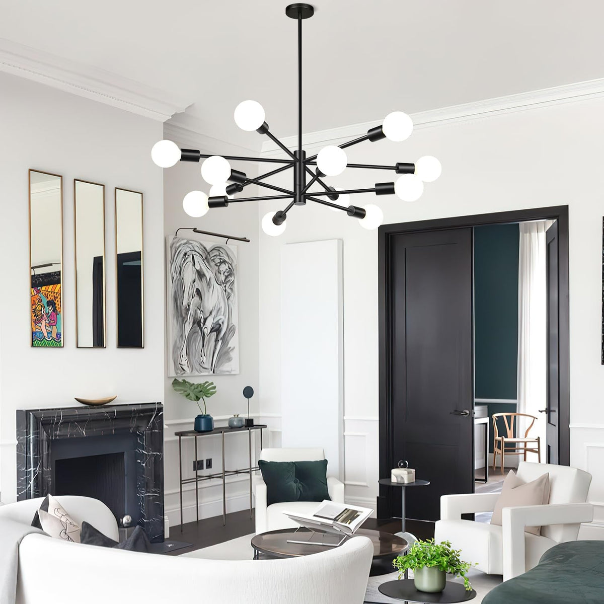 11-52-height-adjustable-modern-chandelier-ceiling-light-fixture-12-light-sputnik-chandeliers-matte-black-mid-century-chandelier-over-table-chandeliers-for-dining-room-living-bulbs-not-included