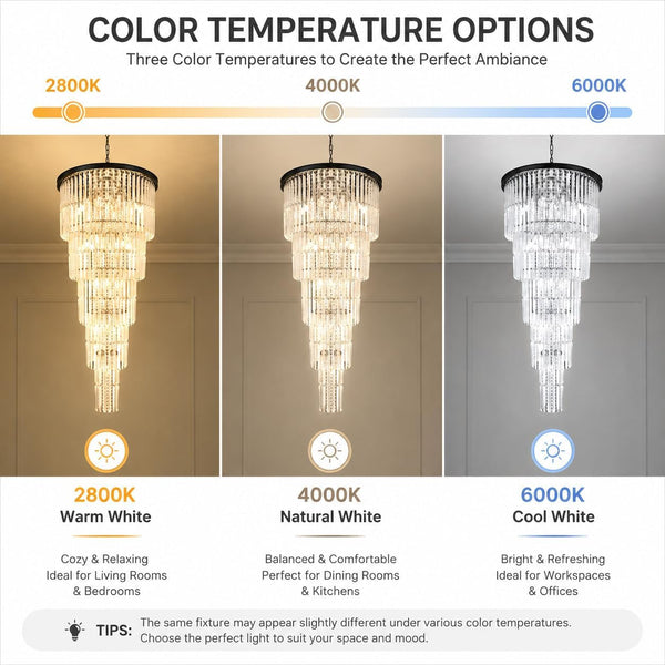 Large Black Chandelier Light Fixtures - 37 Lights, Modern Crystal Chandeliers for Hotel, Lobby, Foyer, Entrance Hall, Staircase8
