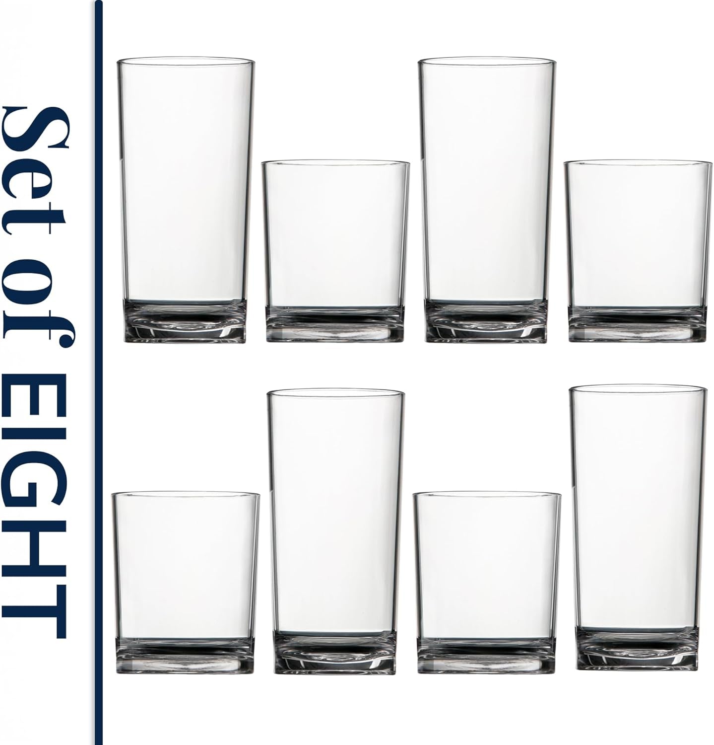 classic-clear-plastic-reusable-drinking-glasses-set-of-8-12oz-rocks-16oz-water-cups-bpa-free-tumblers-made-in-usa-top-rack-dishwasher-safe