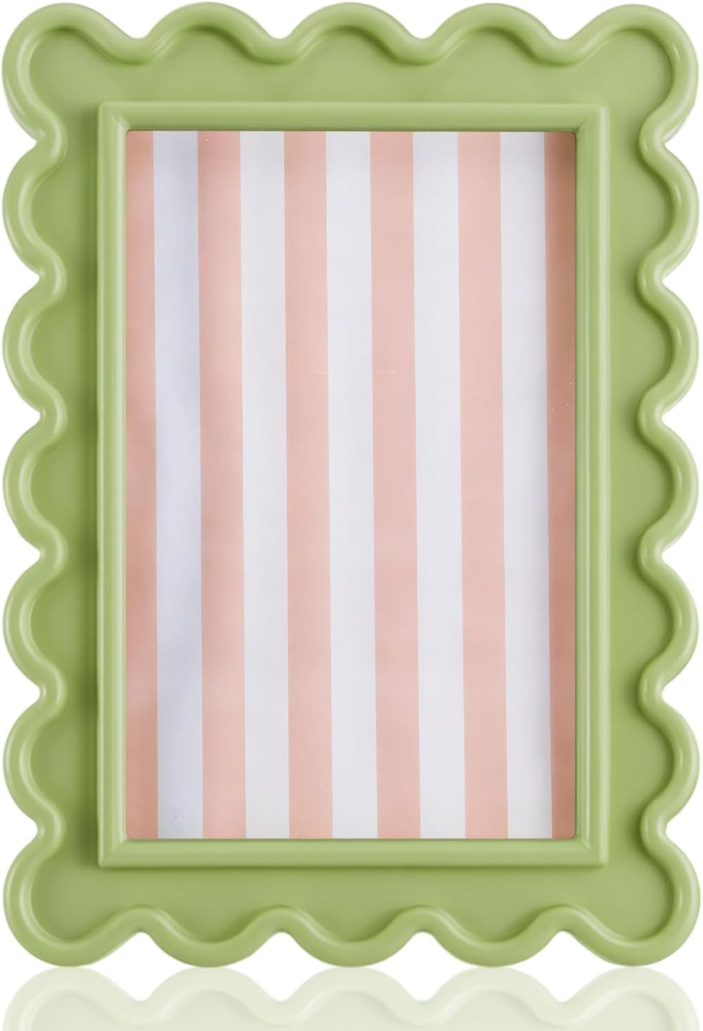 4x6-inches-light-green-flower-wavy-scalloped-picture-frame-cute