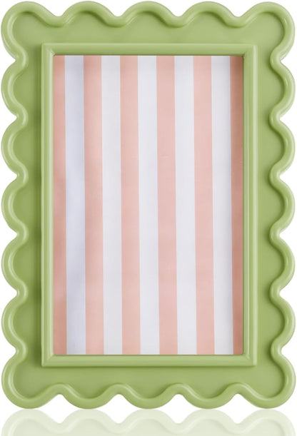 4X6 Inches Light Green Flower Wavy Scalloped Picture Frame Cute1