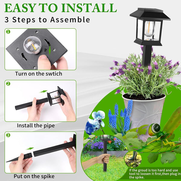 Solar Lights Outdoor,12 Pack 3000K Waterproof Auto On/Off Solar Pathway Lights for Your Garden, Landscape, Path, Yard, Patio, Driveway,Walkway Decor5