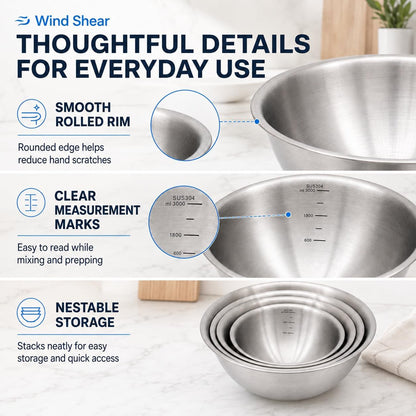 4-Piece 304 Stainless Steel Mixing Bowls with Measurements3