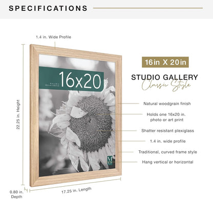 Studio Gallery Classic Poster Frame, 16X20, Natural Woodgrain4