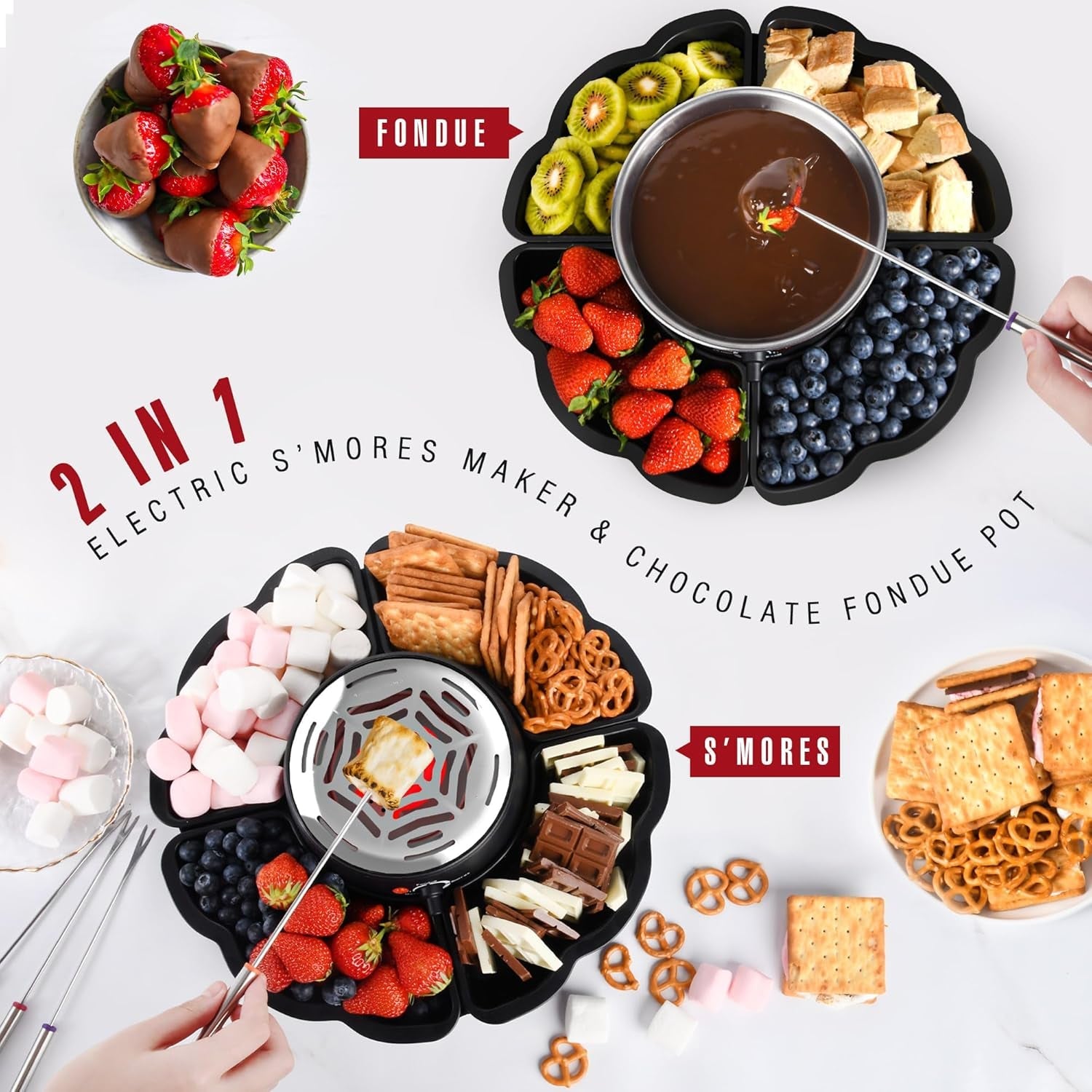 2-in-1-electric-s-mores-maker-fondue-pot-tabletop-indoor-smores-kit-with-4-roasting-forks-4-detachable-trays-1-flameless-temperature-controlled-heater-movie-night-supplies-housewarming-gifts