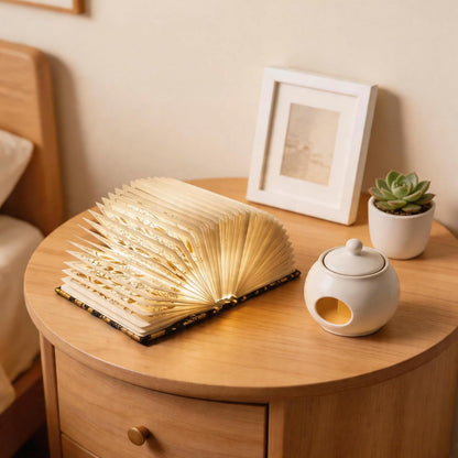 Book Lover Gift, Folding Book Lamp Decor, Portable Print Book Light | 1200Mah Rechargeable Night Light, Paper Desk Lamp, Reading Bookshelf Lamp, Gift for Women & Readers & Christmas (Black）9