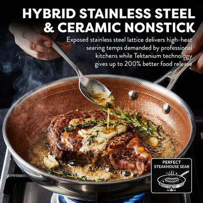 CERAMAX by  12 Pc Hybrid Tri Ply Stainless Steel Cookware Set | Pots and Pans Set Non Stick Pfas-Free Non Toxic, Tri-Ply, Metal Utensil Safe, Induction, Oven & Dishwasher Safe, Copper4