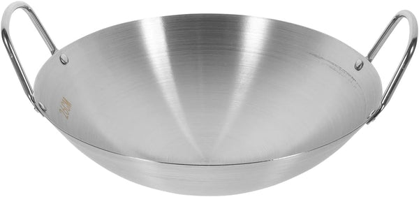 10.22 Inch Stainless Steel Wok Pan with Lid Double Handle round Bottom Frying Pan for Gas and Electric Cooktops Multipurpose Stir-Fry And1