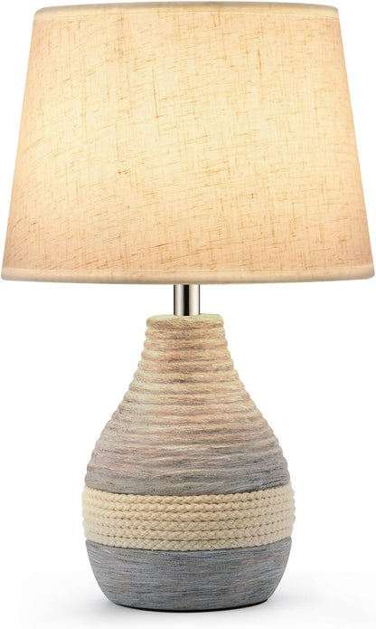 13" Small Ceramic Cordless Table Lamp, Rechargeable Battery, Coastal1