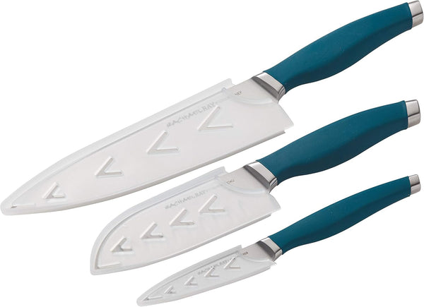 Cutlery Japanese Stainless Steel Knives Set with Sheaths, 8-Inch Chef Knife, 5-Inch Santoku Knife, and 3.5-Inch Paring Knife, Teal6