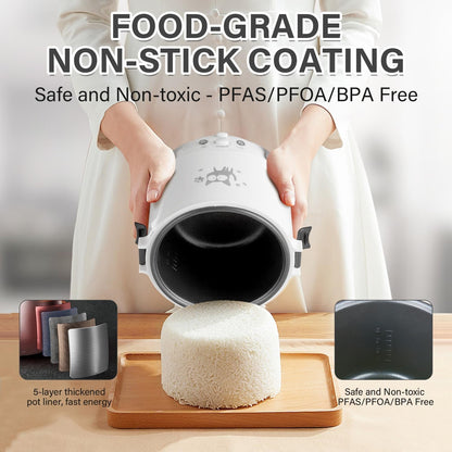 12V Rice Cooker for Car 1L Mini Rice Cooker with Steamer, White | 2Cup Portable Travel Rice Cooker for 1-2 People, Cooking Heating & Auto Keeping Warm Function, Used as an Electric Lunch Box5