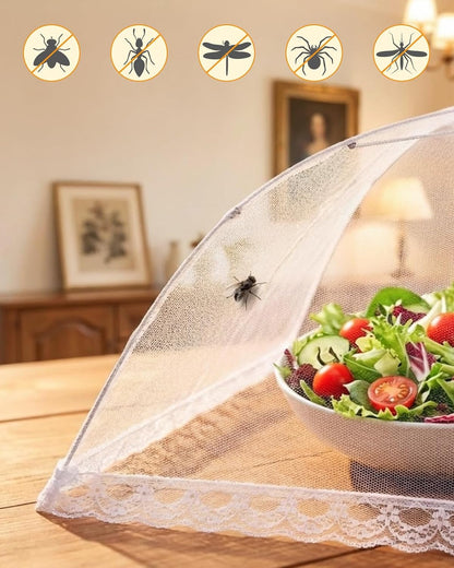Food Covers for Outdoors- 2 Extra Large (40"X25") + 6 Large (17"X17") | Pop-Up Mesh Food Tents, Collapsible Reusable Bug-Proof Nets for Picnics, Bbqs & Camping, Stainless Steel Frame3
