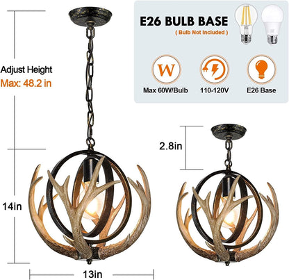 Rustic Antler Chandelier with Resin 4 Antlers for Dining Room5
