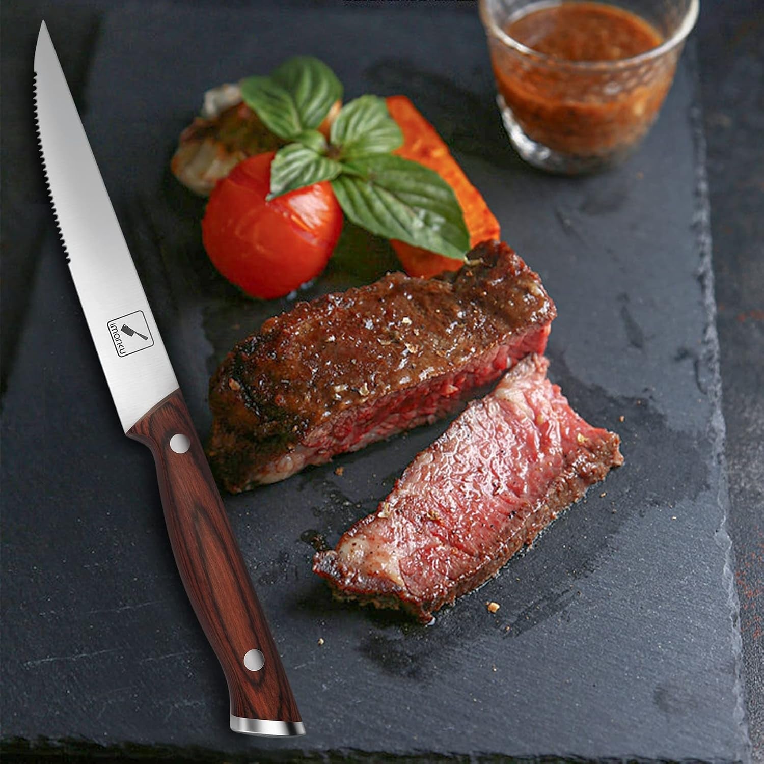 9-steak-knife-set-of-6-for-6-guests-complements-any-table-japanese-high-carbon-stainless-steel-serrated-edge-glides-through-steak-no-sharpening-wooden-handle