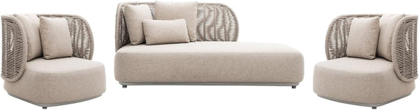 3 Pieces Outdoor Patio Furniture Set Modern Conversation Sofa Set Beige1
