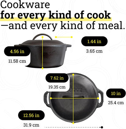 Cast Iron Set - 4-Piece Set - Pre-Seasoned Kitchen Set - Skillet, Griddle & Dutch Oven Included - Pfas-Free Non-Toxic Cookware | Pfas-Free Cast Iron Set Includes Skillets, Griddle & Dutch Oven for Non-Toxic Everyday Cooking, Made in USA5