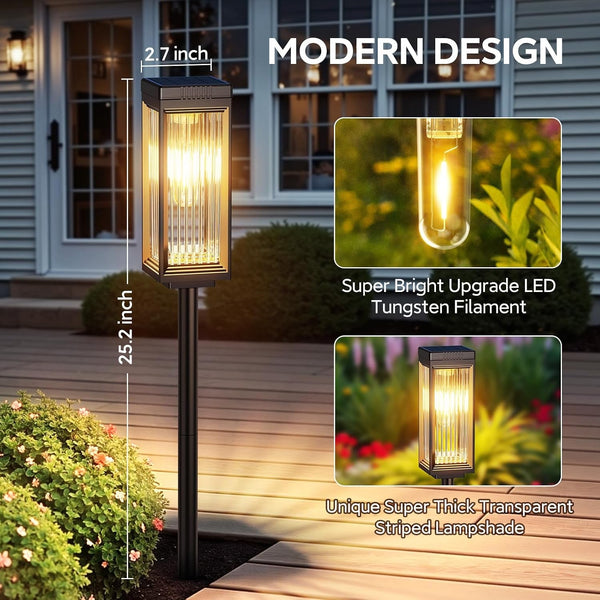 Solar Pathway Lights Outdoor, 8 Pack Upgraded Solar Lights Outdoor Waterproof, Bright up to 15 Hrs Auto On/Off Garden Light for Yard Patio Lawn Path Walkway Driveway outside Decor2