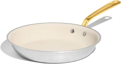 Made in Cookware - 10" Ceramic Non Stick Frying Pan (Antique Brass Handle) - 5-Ply Stainless Clad with Stay-Cool Handle - Professional Cookware - Crafted in Italy - Induction Compatible1