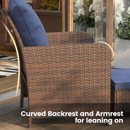 Balcony Furniture, Space-Saving Patio Chairs with Ottoman2