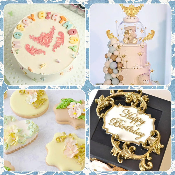 3 Packs Baroque Silicone Molds Scroll Silicone Baroque Mold Clay Molds Fondant Molds Border Fondant Mold Wedding Birthday Cake Decoration6