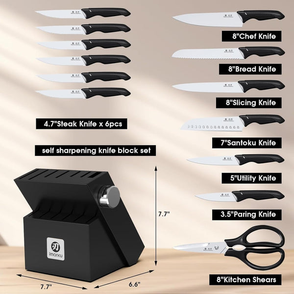 14-Piece Japanese High-Carbon Stainless Steel Knife Set，Black6