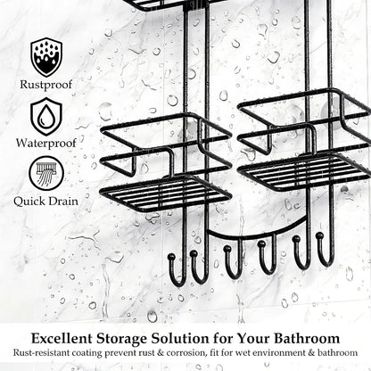 Shower Caddy Hanging, Shower Organizer with Razor Hooks, Black2