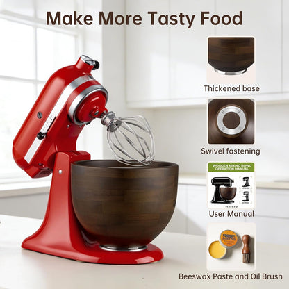 Walnut Mixing Bowl for Kitchen Aid 4.5-5 Qt Tilt-Head7
