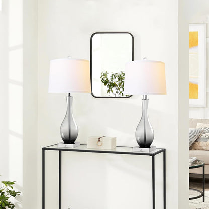 27" Glass Table Lamps with USB Ports, Touch Bedside Desk Lamps Set of 2 | 3-Way Dimmable,E26 Base, Bulbs Included, Gray Gradient Lamp Body, Modern Nightstand Lamps for Livingroom, Bedroom, Office4