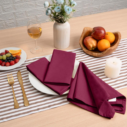 Solid Cloth Napkins Set of 6 Burgundy 100% Cotton Dinner Napkins 18X18 Inches - Soft, Reusable, Absorbent & Washable Linen, Ideal for Wedding Events Farmhouse Parties Hotel & Everyday Use3