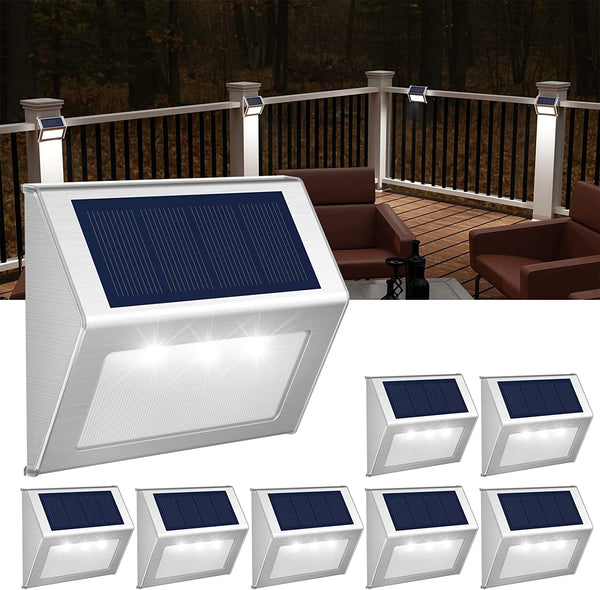 Solar Deck Lights Perfect for Fence, Step, Stair Decor-Cool White-8P1