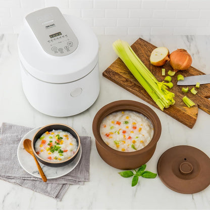 ® Professional Rice Cooker with Purple Clay Cooking Pot, 6-Cup (Uncooked) / 12-Cup (Cooked), Healthy Grain Multicooker, Natural Ceramic, 3 Qt, White, ARC-7206P7