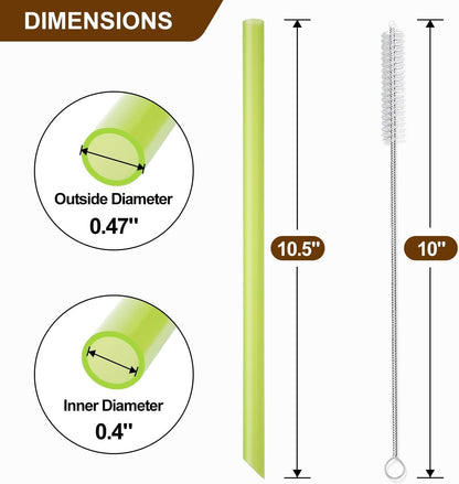 [Angled Tips] 8 Pcs Reusable Jumbo Wide Boba Straws & Smoothie Straws, Multi Colors Reusable Straw, BPA FREE Food-Grade Tritan Plastic Straw for Bubble Tea(Tapioca Boba Pearls) Milkshakes W/ 2 Brushes4