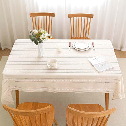 Rectangle Table Cloth Rustic Farmhouse Tablecloth Heavy Duty Cotton Linen Waterproof Wrinkle Free Table Cloths for Kitchen and Dining Room-Hollow Ivory-Rectangle, 54"X102", 8-10 Seats3