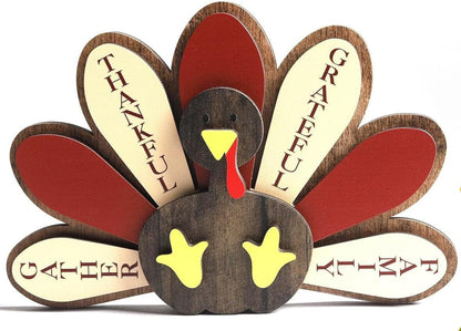 Thanksgiving Turkey Wood Table Decor Rustic Harvest Standing Wooden Sign | Autumn Centerpiece Holiday Home Tabletop Decoration Farmhouse Style1