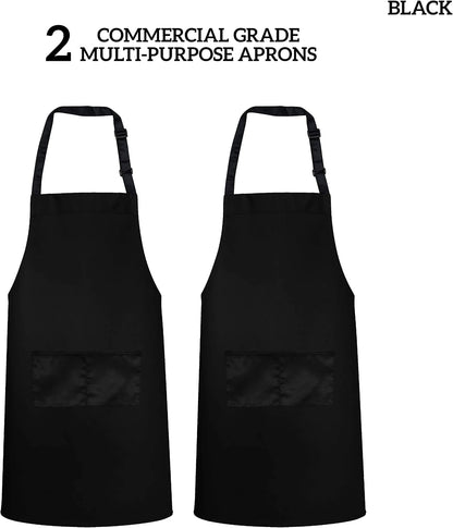 12 Pack Bib Apron - Unisex Black Aprons, Machine Washable Aprons for Men and Women, Kitchen Cooking BBQ Bulk (Pack of 12, No Pockets, Black)3