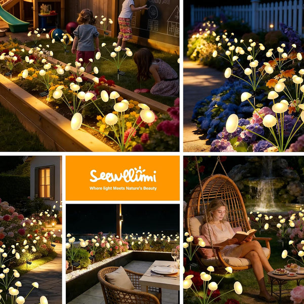 Solar Garden Lights Outdoor, 2Pack Solar Lights Garden Decor, Swaying Mushroom Lights Waterproof for Yard, Patio,Pathway Decoration,Gifts for Women,Mom(Warm White)6