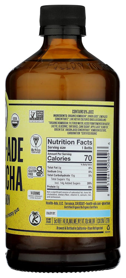 Health Ade, Kombucha Ginger Lemon Organic, 16 Fl Oz2