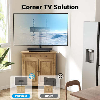 Universal Swivel TV Stand for 24-60 Inch Tvs up to 99 Lbs, 12 Height Adjustable Table Top TV Stand, TV Base Stand with Tempered Glass Base, Max VESA 400X400Mm, PSTVS336