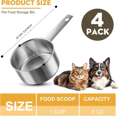 4Pcs 1 Cup Measuring Cup,1 Cup Measure Scoops Stainless Steel Measurin Cups for Canisters2