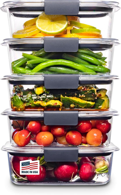 Rubbermaid Brilliance Tritan Plastic Food Storage Containers BPA Free Airtight Lids Ideal for Lunch Meal Prep & Leftovers Set of 5 (3.2 Cup)1