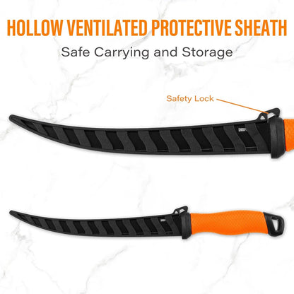 Salmon Fillet Knife 8.9 Inch - Razor Sharp Flexible Blade for Fish & Meat, PP Golf Grip Handle with Protective Sheath5