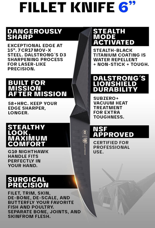 6" Fillet & Boning Knife - Titanium Nitride Coated5