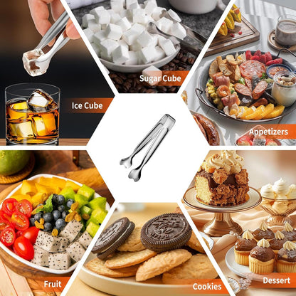 Mini Serving Tongs,  18-Packs Stainless Steel Sugar Tongs, 4.3Inch Ice Tongs Kitchen Appetizers Tongs for Coffee Bar, Tea Party, Desserts Party, Sugar and Ice Bucket5
