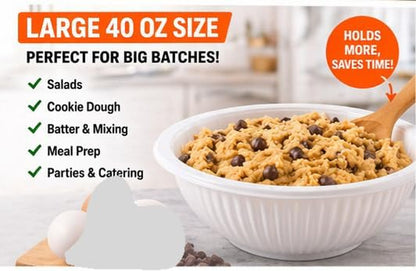 Disposable Plastic Mixing Bowls, 20 Pack, 40 Oz Large Heavy Duty Bowls, Microwave Safe, BPA Free, Durable for Mixing, Meal Prep, Salad, Baking & Food Prep (20)6