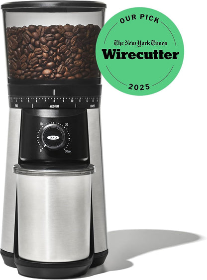 OXO Brew Conical Burr Electric Coffee Bean Grinder - 12 Oz, Silver | Stainless Steel Burrs, One-Touch Automatic, 43 Grind Settings for Drip Coffee, French Press, Cold Brew8