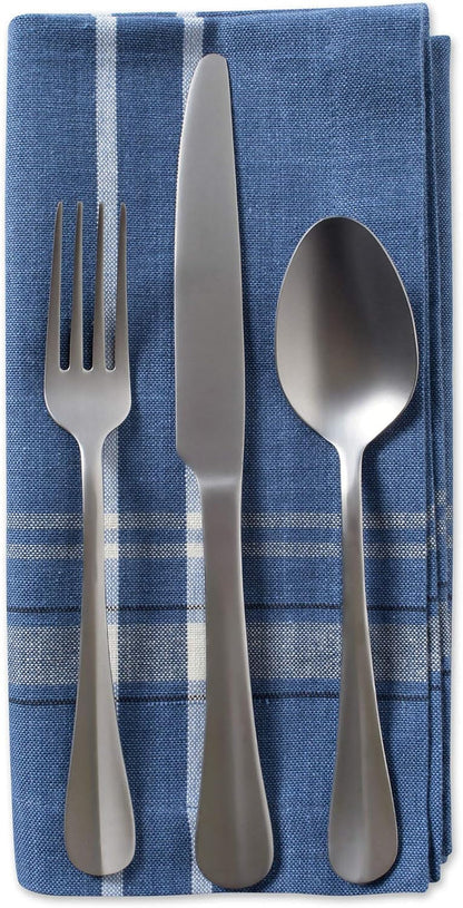 French Stripe Tabletop Collection Farmhouse Style Dining Table Linen Napkin Set, 20X20, Blue Chambray, 6 Piece3