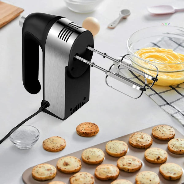 Hand Mixer Electric, 450W Kitchen Mixers with Scale Cup Storage Case, Turbo Boost/Self-Control Speed + 5 Speed + Eject Button + 5 Stainless Steel Accessories, for Easy Whipping Dough, Cream, Black6