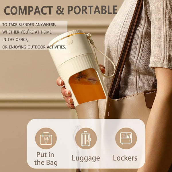 Portable Blender for Shakes and Smoothies, 12OZ Personal Size Blenders with 10 Stainless Blades, Mini Blender Cup for Kitchen, Office, Gym, USB-C Rechargeable, Travel Lid, Licuadora Portatil4